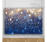ASDCXZ Sequin Photo Backdrop 10x6.5ft, Glitter Gold Dark Blue Spot Backdrop Photography, Vinyl Birthday Wedding Live-Streaming Backdrop Scene Curtain Photo Shooting Backdrop Photography Background