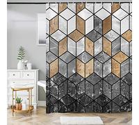 ASDCXZ Shower Curtain Marble 180x180 cm, Modern Light Luxury Black Gold Grey Marble Optic Bathroom Shower Curtains Washable Polyester Textile Waterproof Shower Curtain for Bathtub with 12 Hooks