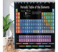ASDCXZ Shower Curtain Periodic Table 180x220 cm, Black Periodic Table of Elements Washable Bath Shower Curtains Polyester Textile Waterproof Antifungal Shower Curtain for Bathtub with 12 Hooks