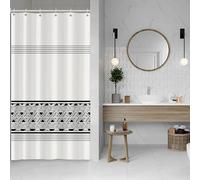 ASDCXZ Stripe Shower Curtain 90x180 cm, Modern Boho Style Rule Black White Geometry Bath Washable Narrow Shower Curtains Polyester Textile Waterproof Shower Curtain for Bathtub with 6 Hook