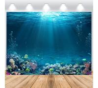 ASDCXZ Under the Sea Backdrop 10x6.5FT, Underwater Blue Ocean Colorful Fish Coral Photography Backdrop Kids Birthday Baby Shower Party Banner Cake Table Decoration Photo Booth Props