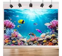 ASDCXZ Under the Sea Photography Backdrop 10x8FT, Summer Ocean Underwater World Tropical Fish Coral Photo Backdrop for Aquarium Birthday Baby Shower Party Decoration Background Banner Photo Props