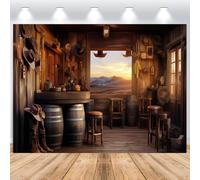 ASDCXZ Western Cowboy Backdrop 8x6FT, West Rustic Bar Storage Room Race Track Farm Photo Wall Backdrop Baby Shower Birthday Wedding Western Party Decor Banner Photo Studio Props