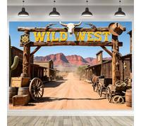 ASDCXZ Wild West Photography Backdrop 9x6FT, Retro Old Western Town Cowboy Saloon Desert Road Photo Backdrop for Rustic Western Birthday Baby Shower Party Decoration Banner Background Photo Props