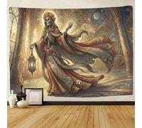 ASDFGHJKLZA Art Nouveau Mucha Skeleton Wall Tapestry 3D Printed Gothic Wall Art Decor Cathedral Aesthetic Room Decor Bedroom Living Room Dorm 130cmx150cm