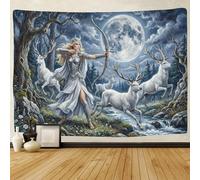 ASDFGHJKLZA Artemis Wall Tapestry 3D Printed White Deer Wall Art Decor Bedroom Dormitory Home Decoration 130cmx150cm