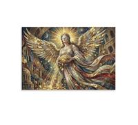 ASDFGHJKLZA Blindfolded Goddess of Fortune Canvas Wall Art Prints Golden Coins Abstract Home Decoration Art 16x24inch(40x60cm)