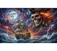 ASDFGHJKLZA Cursed Skeleton Captain Canvas Prints Unframed Modern HD Wall Art Aesthetic Poster Decor for Living Room, Bedroom, Office, Home Decorations, Gift 24x36inch(60x90cm)