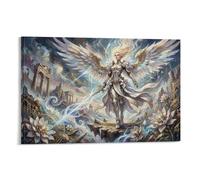 ASDFGHJKLZA Divine Angel Warrior Canvas Wall Art Prints Mythical Fantasy Ruins Home Decoration Art 20x30inch(50x75cm)