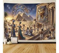 ASDFGHJKLZA Egyptian Pharaoh Wall Tapestry 3D Printed Ancient Pyramids Wall Art Decor for Bedroom Living Room Home 180cmx230cm
