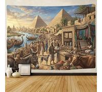 ASDFGHJKLZA Egyptian Pyramids Wall Tapestry 3D Printed Ancient Market Wall Hanging Decor Bedroom Living Room Home 180cmx230cm