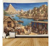 ASDFGHJKLZA Egyptian Pyramids Wall Tapestry 3D Printed Ancient Nile Wall Art Decor for Bedroom Living Room Home 130cmx150cm