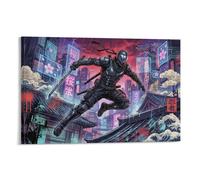 ASDFGHJKLZA Future Ninja Warrior Canvas Wall Art Wall Decor Living Room Neon City Night Home Decoration Art 12x18inch(30x45cm)