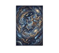 ASDFGHJKLZA Gemini Zodiac Canvas Wall Art Abstract Space Canvas Painting Print Home Decoration Art 16x24inch(40x60cm)