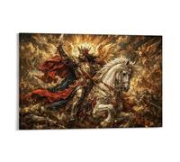 ASDFGHJKLZA Golden Warrior King Canvas Wall Art Prints Mythical Angel Battle Home Decoration Art 16x24inch(40x60cm)