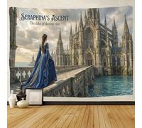 ASDFGHJKLZA Gothic Cathedral Wall Tapestry 3D Printed Medieval Woman Wall Art Decor Bedroom Living Room Dorm Home 150cmx200cm