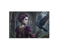 ASDFGHJKLZA Gothic Raven Queen Canvas Prints Unframed Modern Artwork Decor HD Wall Art Poster for Home, Living Room, Office, Dining Room Decorations, Gift 16x24inch(40x60cm)