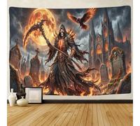 ASDFGHJKLZA Grim Reaper Wall Tapestry 3D Printed Gothic Cathedral Wall Art Decor Bedroom Living Room Dorm 150cmx200cm