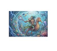 ASDFGHJKLZA Poseidon Canvas Prints Unframed Artwork Poster Greek Mythology Modern HD Wall Art Decor for Home, Living Room, Bedroom, Office Decorations, Gift 20x30inch(50x75cm)