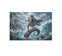 ASDFGHJKLZA Poseidon Canvas Prints Unframed HD Wall Art Greek Mythology Modern Aesthetic Poster Decor for Office, Home, Dining Room, Living Room Decorations, Gift 20x30inch(50x75cm)