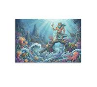 ASDFGHJKLZA Poseidon Canvas Prints Unframed HD Wall Art Greek Mythology Modern Aesthetic Poster Decor for Office, Home, Dining Room, Living Room Decorations, Gift 20x30inch(50x75cm)
