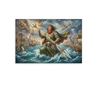 ASDFGHJKLZA Poseidon Canvas Prints Unframed Modern HD Wall Art Greek Mythology Artwork Poster Decor for Home, Bedroom, Living Room, Office Decorations, Gift 20x30inch(50x75cm)