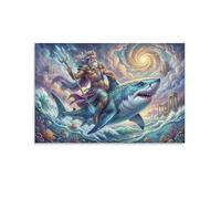 ASDFGHJKLZA Poseidon Giant Shark Canvas Prints Unframed Aesthetic Poster Modern HD Wall Art Decor for Home, Office, Bedroom, Dining Room Decorations, Gift 08x12inch(20x30cm)