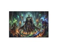 ASDFGHJKLZA Skeleton Necromancer Canvas Prints Unframed Pictures Poster Modern HD Wall Art Decor for Bedroom, Living Room, Home, Office Decorations, Gift 08x12inch(20x30cm)