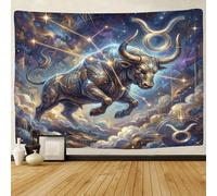 ASDFGHJKLZA Taurus Zodiac Wall Art Decor 3D Print Wall Tapestry Celestial Tapestries Home Decoration Curtain Bedroom Dorm 70cmx100cm