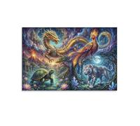 ASDFGHJKLZA The Four Divine Beasts Canvas Prints Unframed Modern Artwork Decor HD Wall Art Poster for Office, Living Room, Bedroom, Home Decorations, Gift 08x12inch(20x30cm)