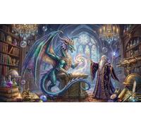 ASDFGHJKLZA Wise Man And Spirit Dragon Canvas Prints Unframed Modern Pictures Decor HD Wall Art Poster for Living Room, Home, Dining Room, Office Decorations, Gift 08x12inch(20x30cm)