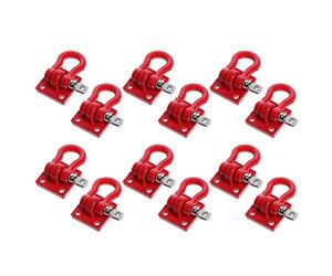asdfs 12x Metal Climbing Trailer Tow Hook Hooks Buckle, Winch Shackles Accessory for 1/10 Scale RC Crawler Truck D90 SCX10,Red
