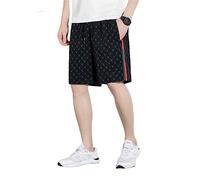 ASDFS Mens Casual Shorts Mens Trend Digital Print Sport Shorts Mens Straight Cylinder Shorts Mens Summer Drawstring Waist Casual Shorts D-Black2 XL