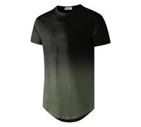 ASDFS Mens Causal Shirt Mens Unique Gradient Round Neck Summer T-Shirt Mens Curved Hem Short Sleeve Mens Multicolour Options Print T-Shirt F-006 M