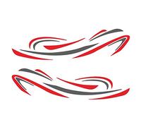 asdfs RV Motorhome Universal Sticker DIY Stripes Image Decal Sticker Decoration for Caravan Trailer, Red & Gray