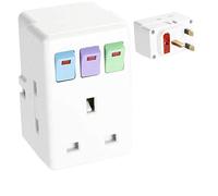 asdfwe UK Plug Adapter One Out of Three Extension Plugs with Switches Circuit Protected