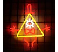 ASDGGBL Gravity Neon Sign Falls Bill Cypher Led Yellow Triangle Monster Neon Gravity Neon Falls Wall Decoration Home Door Bar Restaurant Bathroom Cafe Street Office Dormitory Garage
