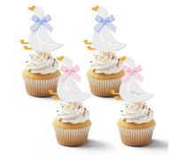 ASDIIT 24pcs One Silly Goose Cake Topper, Goose Cupcake Toppers Decor Birthday Party Supplies, Silly Gooses Baby Shower Farm Animals