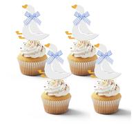 ASDIIT 24pcs One Silly Goose Cake Topper, Goose Cupcake Toppers Decor Birthday Party Supplies, Silly Gooses Baby Shower Farm Animals