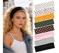 ASDIIT 7cm Wide Polka Dot Headband for Women, 8pcs Non Slip Polkadot headband, Stretchy Striped Headbands for Women Running Sport & Valentine's Day Mother's Day