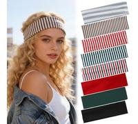 ASDIIT 8 pcs Fashion Polka Dot Headband For Women, Cute Stretchy Polkadot Headband Polka Dot, Striped head band, Hair Accessories For Yoga Running Sport