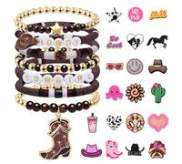 ASDIIT Cowgirl Boots Hat Stretchy Bracelets for Women Shoe Charms, Brown, other gemstones