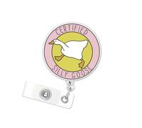 ASDIIT Funny Nurse Silly Goose Badge Reel Holder, Personalized Cute Id Badge Clips Retractable for Teacher Office Worker Doctor