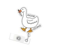 ASDIIT Funny Nurse Silly Goose Badge Reel Holder, Personalized Cute Id Badge Clips Retractable for Teacher Office Worker Doctor
