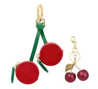 ASDIIT Wallet Keychain, Mini Fruit Coin Purse, Red Cherry