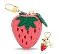ASDIIT Wallet Keychain, Mini Fruit Coin Purse, Red Strawberry, Red Strawberry
