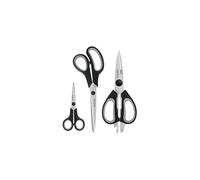 Asdirne 3-Piece Kitchen Scissors Set - Sharp 2CR13 Stainless Steel Blades, Soft-Grip Handles, 8.5/8/5.5-Inch, Model A3B, Black/Grey