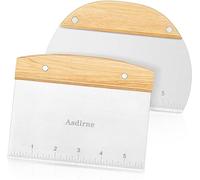 Asdirne Dough Cutter, Dough Scraper with Wooden Handle and Food Grade Stainless Steel Blade, Pastry Scraper, 15CM, 2Pcs