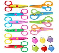 Asdirne Kids Scissors, Kids Craft Set of 16, Children Serrated Scissor, Contains 6 Zig Zag Cut, 4 Children Scissors and 6 Paper Punches, Assorted Colors