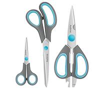 Asdirne Kitchen Scissors, Sharp Stainless Steel Blades and Soft Handles, Multifunctional Scissors Set, 3PCs, Blue/Grey